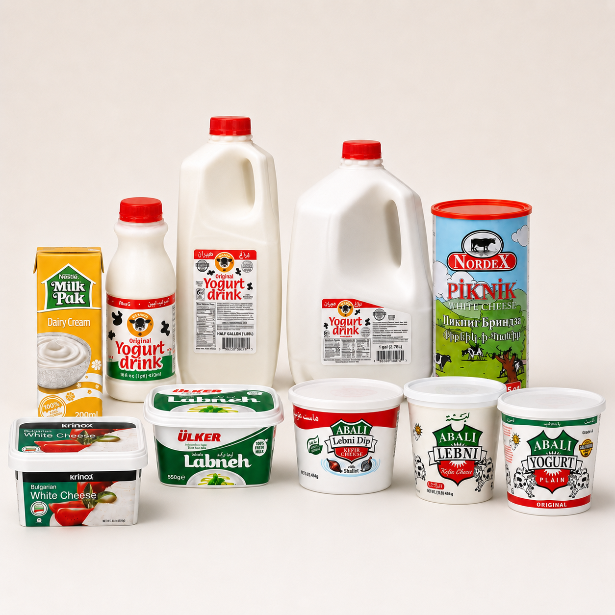 Wholesale dairy products including yogurt, labneh, white cheese and dairy cream